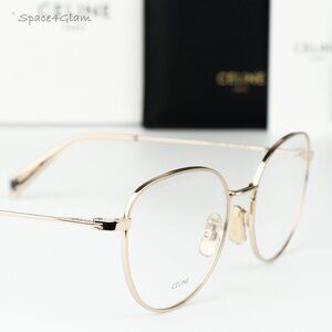 Celine Women Eyeglasses Metal Shiny Rose Gold Demo Round CL50095U 028 BRAND NEW